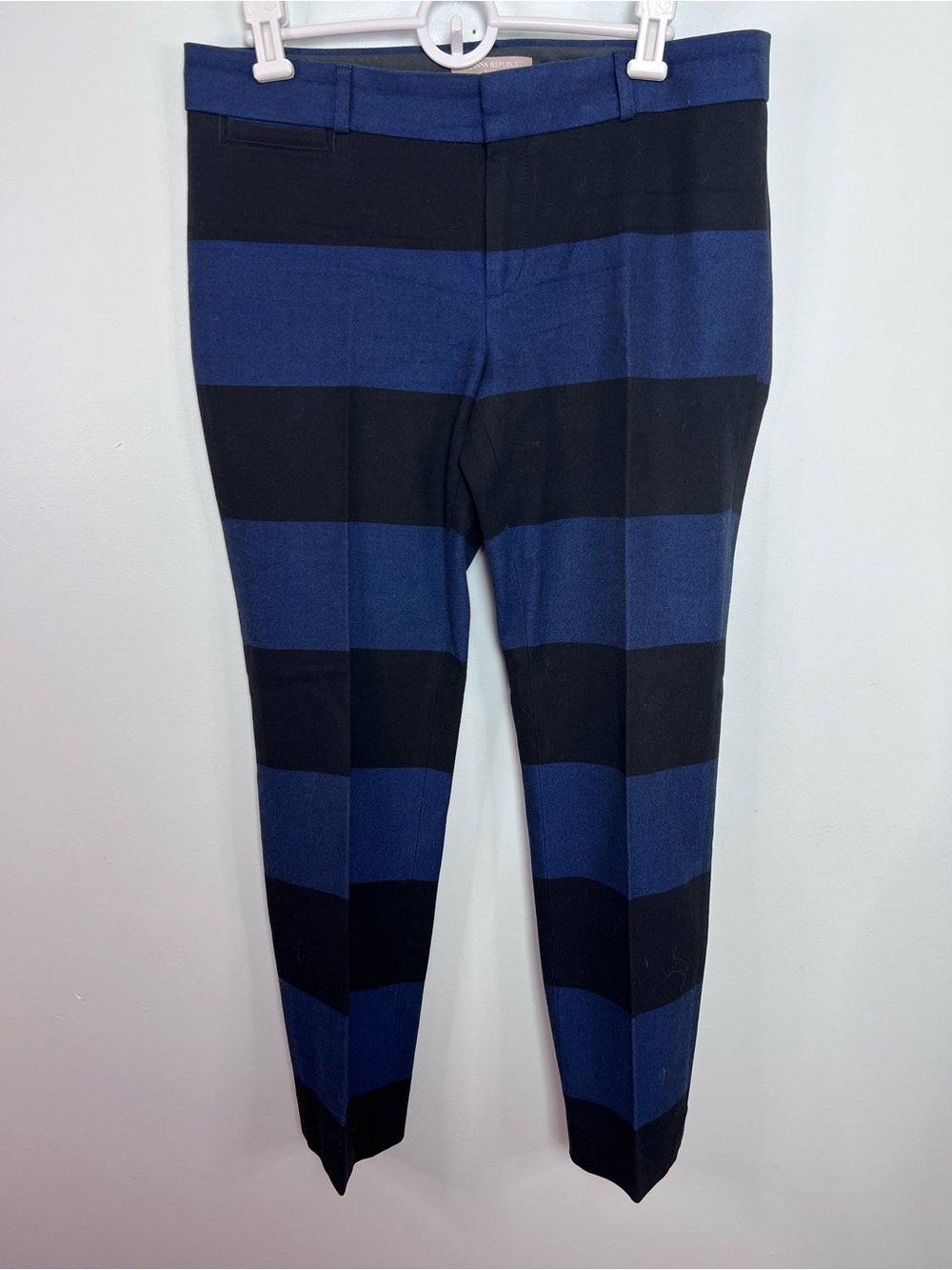 Banana Republic Sloan Slim Ankle Pants 8 Blue Black Stripe Stretch Trousers